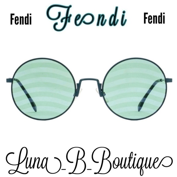 ??Authentic?FENDI? Round Green Wavy Sunglasses?